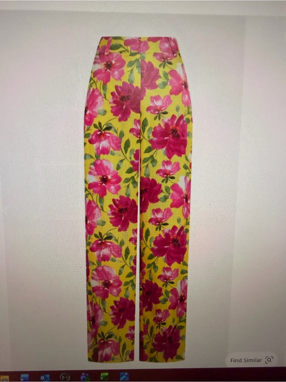 Favorite Daughter Yellow Wide-Leg Floral Pants with Pink Blossoms